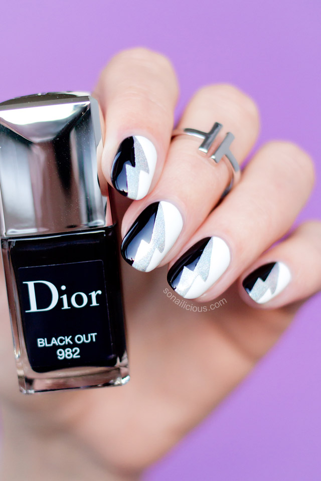 cool-black-and-white-nail-art-Dior-Black-Out