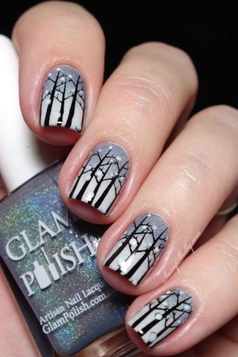 gallery-1479154218-snowy-forest-winter-nail-art-gray-gradient-with-tree-stamping