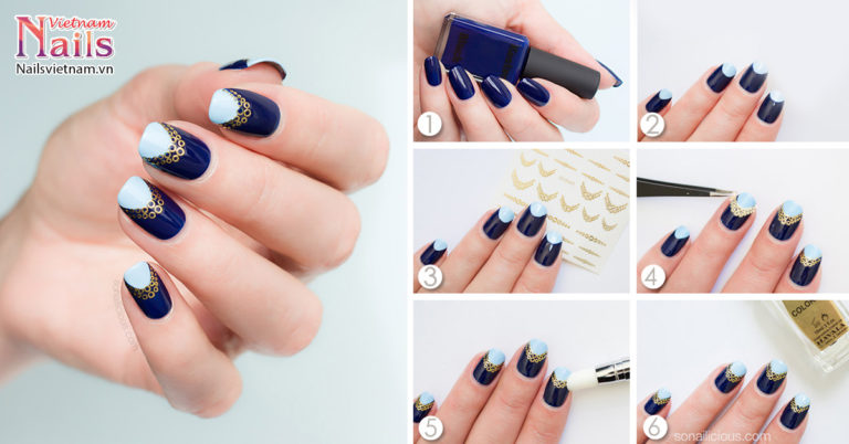 Mẫu nail phong cách Reverse French: Dạ huyễn | NailsVietnam